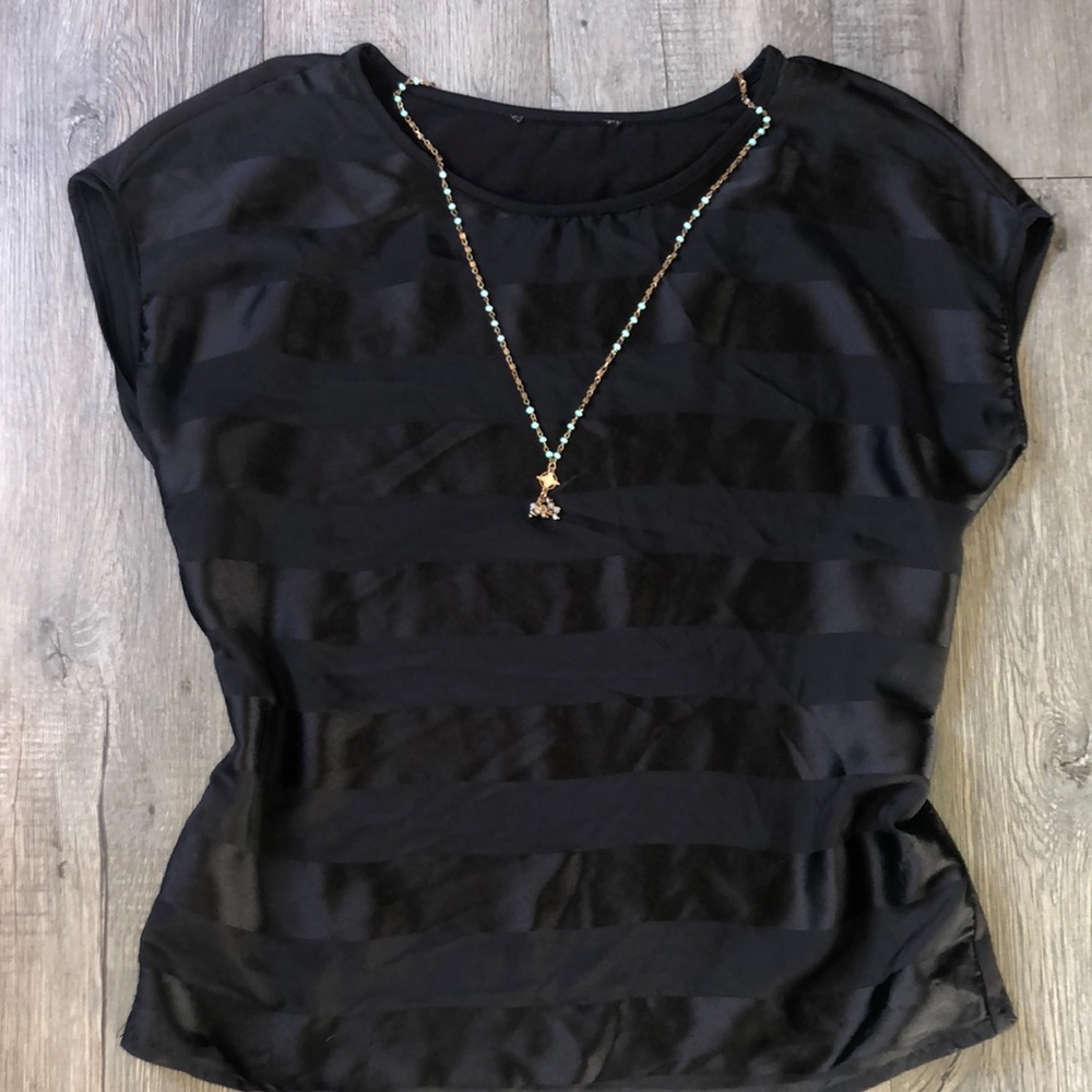 Forever 21 black silk stripes and see though stripes